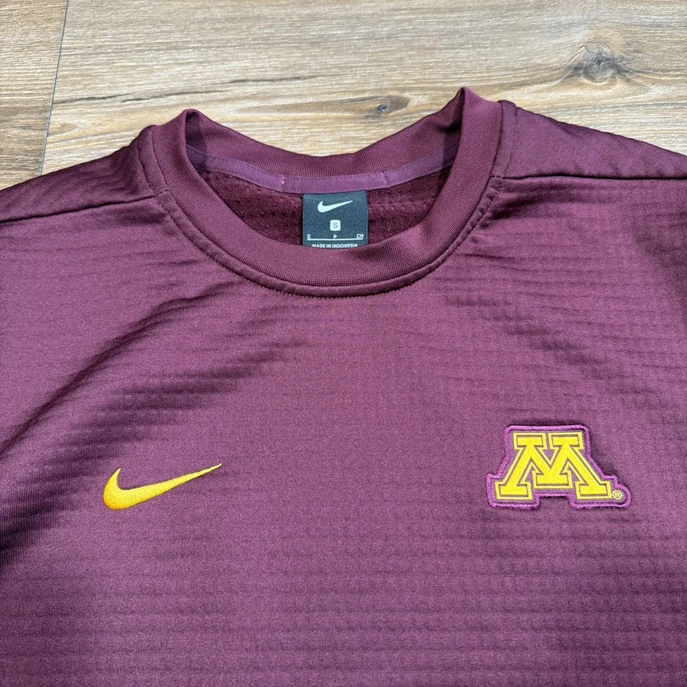 Nike Men's SMALL Minnesota Golden Gophers Waffle Fleece Sweatshirt Red Thermal